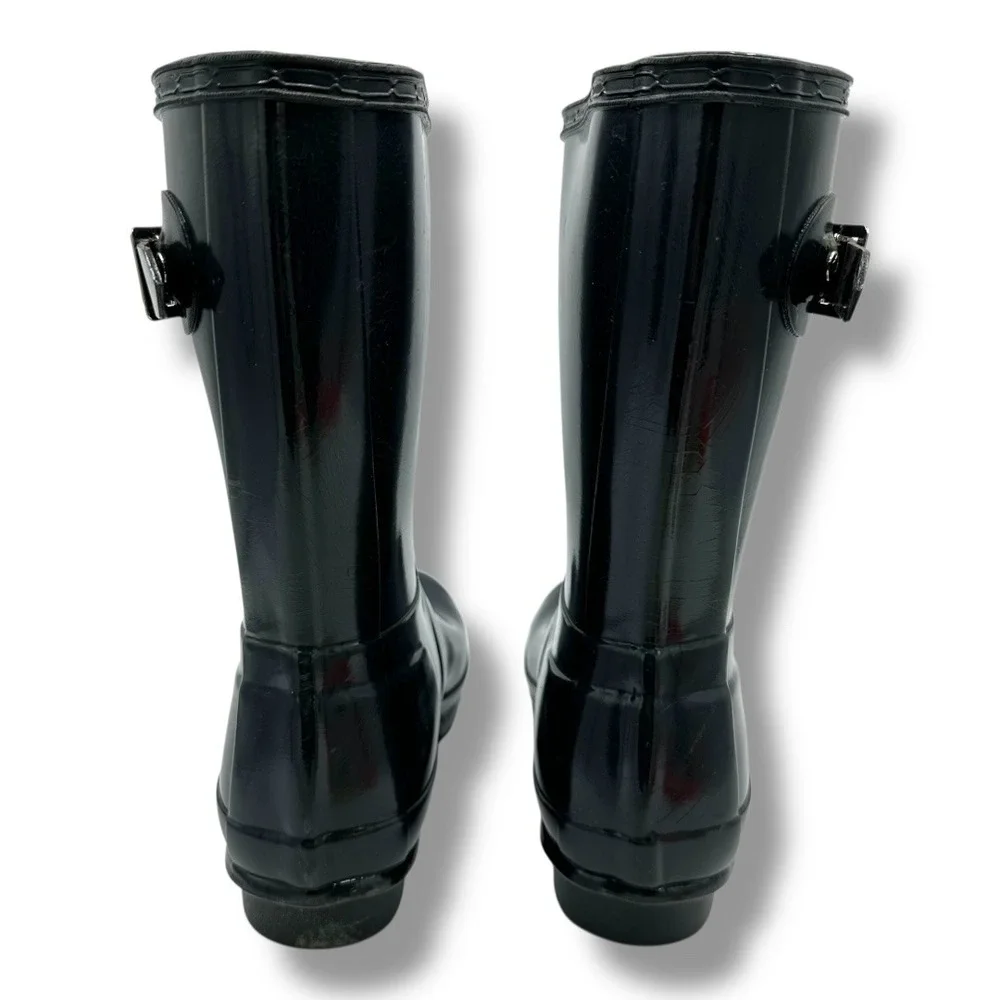 Hunter Kids Original Short Gloss Rain‎ Boots Black Size US 5 FS1000RGL